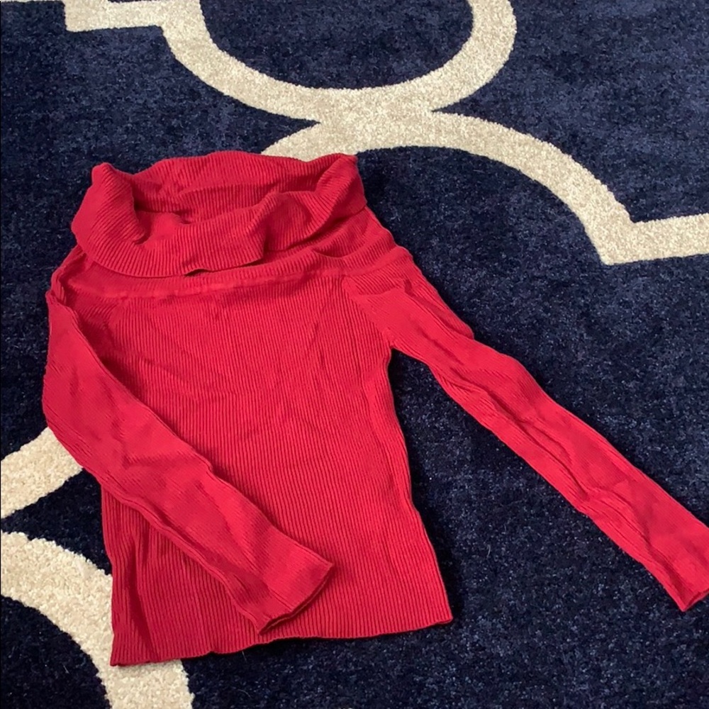 Red off the shoulder sweater